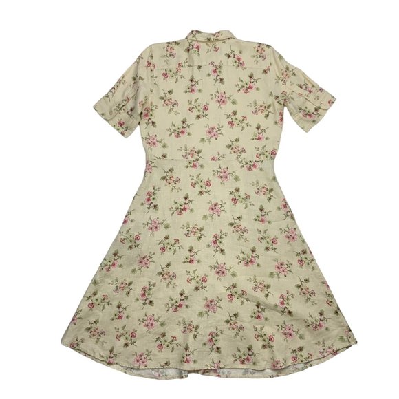 Lauren Ralph Lauren Black Label Floral Linen Shirtdress 6 Natural Cottagecore - Picture 10 of 12